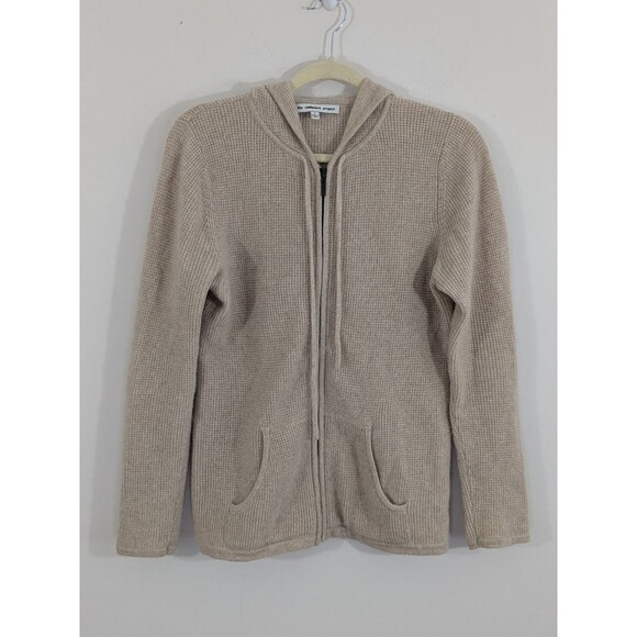 Cashmere Project Sweaters - The Cashmere Project 100% Cashmere Beige Waffle Knit Zip Hoodie Size L